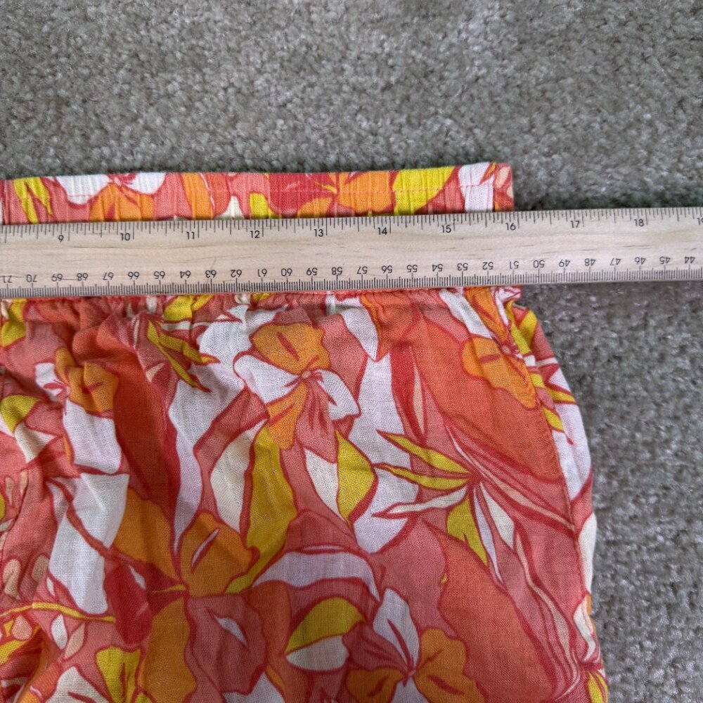 C&C California Linen Blend Sz L Wide Leg Cropped Colorful Floral Boho Pants E554 - Picture 7 of 11